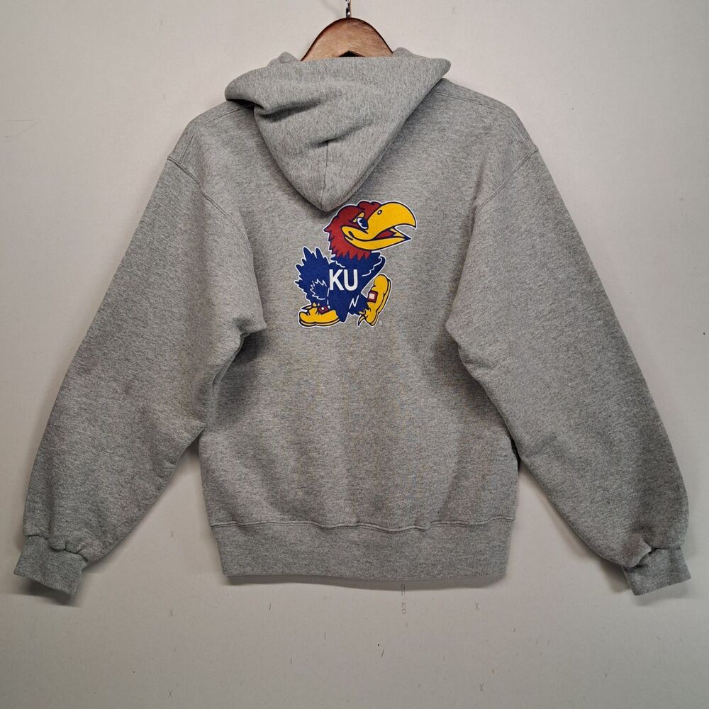 University of Kansas Jayhawks Soffe Hoodie Small Gray Rock Chalk KU Double Side